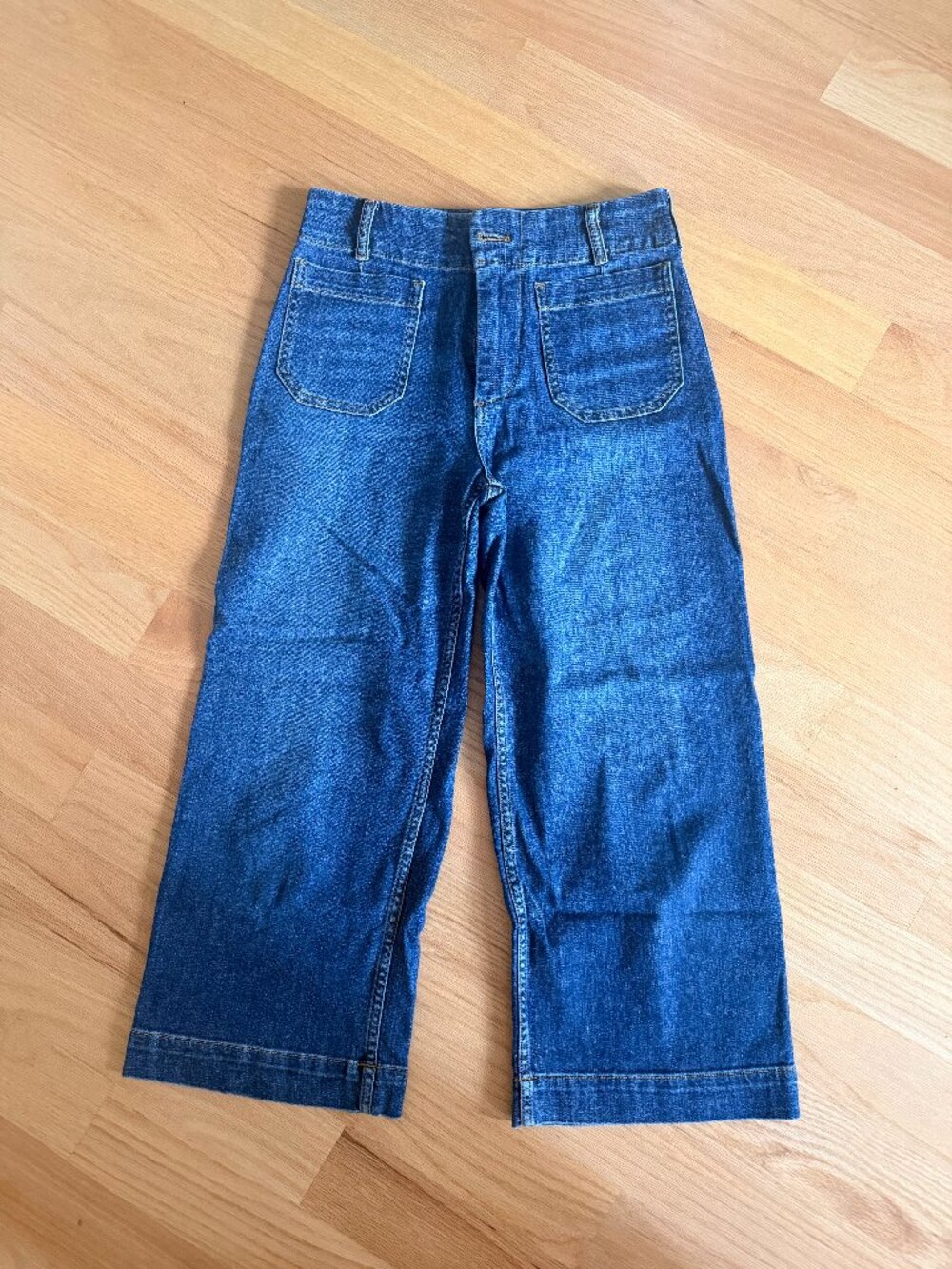 Maeve The Colette Cropped Wide Leg Jeans Blue Denim Patch Pocket Petite 26P